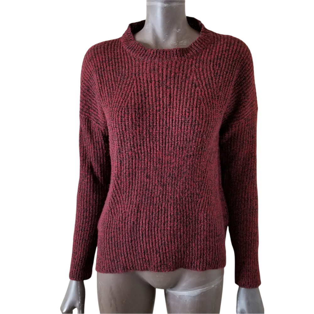 Love Crazy Sweater Womens Large Red Black Flecked